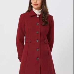 Allegra K Women's Burgundy Trench Coat